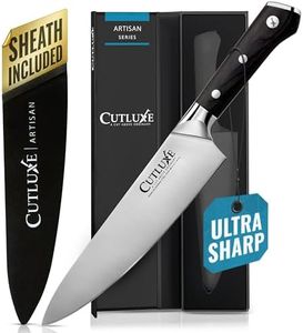 Cutluxe Chef Knife – 8" Razor Sharp Blade, Ergonomic Handle Design, Full Tang High Carbon German Steel, Sheath Included – Artisan Series