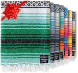 Benevolence LA Authentic Handwoven Mexican Blanket, Yoga Blanket - Perfect Outdoor Picnic Blanket, Camping Blanket, Equestrian Saddle Blanket, Serape Blanket 50x70 inches - Forest, Pack of 1