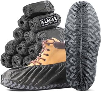 X-Large 200 Pack Shoe Covers Disposable Non-Slip, Black Non-Woven Fabric Boot Covers for Indoors Breathable Slip Resistant Durable Boot, Stretchable Fits Up to Size 13 US Men (Black 200 Pcs (XL))