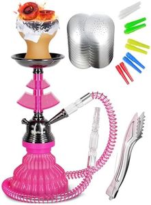 Pink Hookah Set 1 Hose Hookah – LilOne 12” Pink Mini Hookah Combo Kit Shisha Hookah Set with Everything 1 hose with Prepunched Foil Hookas Bowl Disposable Tips Tongs - Hookah Machines