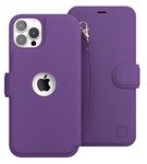 LUPA Legacy iPhone 12 Wallet case for Women & Men - 12 Pro case with Card Holder [Slim and Durable] Faux Leather - Flip Cell Phone case, Folio Credit Cover - Purple [Includes Wristlet]