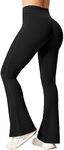 YEOREO Flare Leggings for Women Lynnie Bell Bottom Yoga Pants High Waisted Tummy Control Bootcut Workout Leggings, Black, X-Large