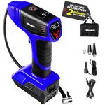 Bullseye Pro Tire Inflator Portable Air Compressor, Car Tire Inflator Portable, Portable Air Pump for Car Tires - 150PSI, 12V DC 1500 mAhs with Tire Pressure Gauge, Rechargeable As Seen On TV (Blue)