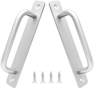 Piutouyar 2 Pack Aluminum Alloy Sliding Barn Door Handle, 128mm / 5 Inch Hole Center Gate Door Handle, Closet Door Pulls with Plate for Kitchen, Cabinet, Bathroom, Closet, 5.9 Inch Long（Silver）