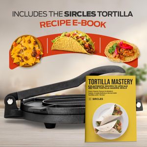 SIRCLES 12" Cast Iron Tortilla Press – Heavy Duty, 12-Inch