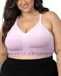 Kindred Bravely Sublime Hands Free Busty Sports Pumping & Nursing Bra | Patented All-in-One Pumping Bra for F,G,H,I Cups (Ombre Purple, Large-Busty)