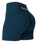 Sunzel Butt Scrunch Seamless Shorts, Womens 5 Inch Workout Shorts High Waist Stretch Booty Short for Gym/Yoga/Running/Biking, Midnight Blue, Medium