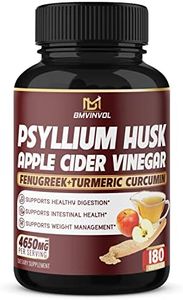 Psyllium Husk Fiber Supplement 4650mg - Apple Cider Vinegar, Fenugreek - Supports Weight Management and Digestive Regularity - 3 Months Supply