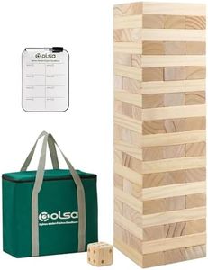 Olsa Giant Tumble Tower 60 PCS Wooden Block Stacking Games with Carrying Bag Classic Indoor & Outdoor Games for Kids Adults Family Backyard Lawn Beach Camping (Stack from 2.2 Ft to 5Ft)