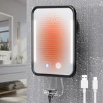 Gospire Heated Shower Mirror Fogless for Shaving with Light, 5000mAh Rechargeable Shaving Mirror, Detachable Suction Cup, NO-Drilling, Waterproof for Bathroom - Black