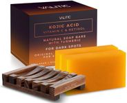 VALITIC Kojic Acid Vitamin C and Retinol Soap Bars with Turmeric for Dark Spot - Original Japanese Complex with Collagen, Hyaluronic Acid, Vitamin E (2-Pack) - with Soap Holder