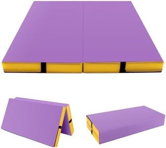 Giantex 4" Thick Folding Gymnastics Mat, 4' x 4' Tumbling Mat with Carry Handles, Bio-Folding Gym Mat for Kids, Cheer Mat for Tumbling, Tumble Mat for Gymnastics (Purple)