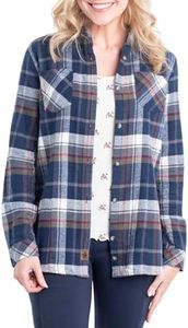 Legendary Whitetails Women's Standard Cottage Escape Flannel Shirt, Navy Army Plaid, X-Small