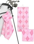 Argyle Plaid Golf Towel with Clip f