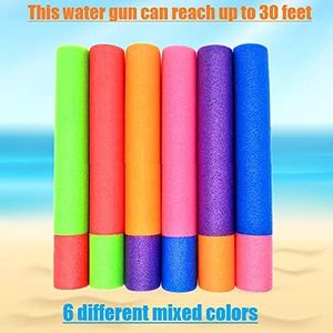 KAHEIGN 6-Pack Foam Water Pistols for Kids – 33cm, Mixed Colors, Outdoor Pool & Beach Toy