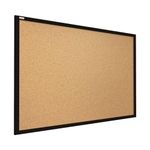 ALLboards Cork Board with Wooden Natural Black Frame 100x80cm, Corkboard Bulletin Board Notice Board