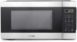 Commercial CHEF Countertop Microwave, 1.1 Cubic Feet, Black With Stainless Steel Trim