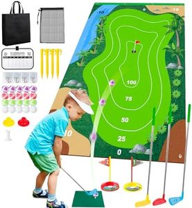 Liberry Kids Golf Set for 3 4 5 6 7 Years Old Boys Girls, Golf Chipping Game with Golf Mat, Sticky Balls, Storage Bag, Retractable Golf Clubs Indoor Outdoor Sports Toy Gift Toss Game