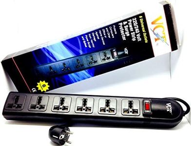 VCT 220V-250V Universal Power Strip & Surge Protector, 6-Outlets, Black (WPS-B)