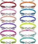 Tacobear 12pcs Infinity Bracelet for Women Girls Friendship Bracelet Adjustable Handmade Braided Bracelets Friendship Jewelry for Kids Girls Birthday Gifts Party Favors Bag Fillers