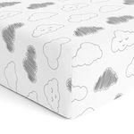 Cotton Baby Crib Fitted Bed Sheets for Cot | Organic Twill Fabric Baby Bedding for New Born, Infants, Toddlers | 52"x28" Pack of 1 | The White Cradle - Grey Clouds