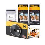 KODAK Mini Shot 2 Retro 4PASS 2-in-1 Instant Camera and Photo Printer (5.4 x 8.6 cm) + 68 Sheet Pack, Yellow