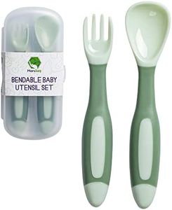 Mars Baby Silicone Baby Spoons Set for Self-Feeding - Bendable Learning Utensils for Toddlers - Perfect for Introducing Solids - With Travel Case - Green