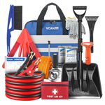 Car Emergency Kit with Jumper Cable, First Aid Kit, Winter Travel Assistance with Detachable Snow Shovel, Safety Emergency Kit for Cars, Trucks