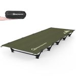 WARMOUNTS Ultralight Compact Camping Cot, 60s Easy Set-Up, 28'' Wide Surface, Supports 330lbs, 5 Stabilizers, Portable Folding Backpacking Cot w/Storage Bag for Outdoors and Home (Oxford Army Green)