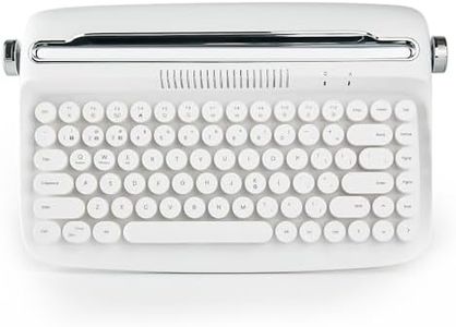 YUNZII ACTTO B303 Wireless Typewriter Keyboard, Retro Bluetooth Aesthetic Keyboard with Integrated Stand for Multi-Device (B303, Snow White)