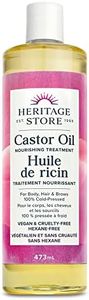 Heritage Store – Castor Oil (473mL / 16 oz)| 100% Cold Pressed | Deep Hydration, for Skin, Hair, Lashes, and Brows | Natural Nourishing Treatment | Vegan | Cruelty Free