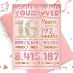 16th Birthday Card, TSVATE 16 Year Old Girl Birthday Gift Ideas, Sweet 16 Gifts for Girls, Daughter, Granddaughter, Niece, 16th Birthday Decorations for Girls, Sweet 16 Birthday Card Rose Gold 16 Bday