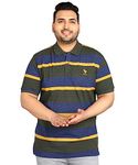 Alan Jones Clothing Striped Polo Collar Short Sleeves Regular Fit T-Shirt For Plus Size Men (Dark Green_3Xl)