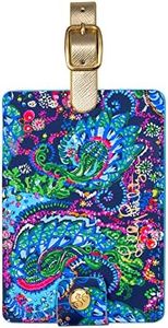 Lilly Pulitzer Leatherette Luggage Tag with Secure Strap, Colorful Suitcase Identifier for Travel, Take Me to The Sea