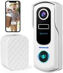 Video Doorbell Wireless, UCOCARE 2K Doorbell Camera with Chime, Smart Work with Alexa, 180 Day Battery Life for 1 Charge, AI Human/Vehicle Detection, 2-Way Audio, Night Vision, IP67 (White)