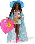 ​Travel Barbie Doll with Beach Fashion, Barbie Extra Fly, Hat and Tropical Coverup with Oversized Bag, HPB14