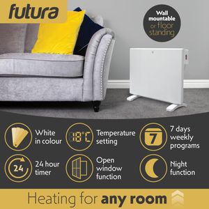Futura 1000W Electric Radiator – Wall Mounted Slim Heater