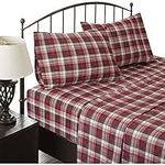 Woolrich Flannel 100% Cotton Sheet Set Warm Soft Bed Sheets with 14" Deep Pocket Cabin Lifestyle, Cold Season Cozy Bedding Set, Matching Pillow Case, King, Red Plaid, 4 Piece