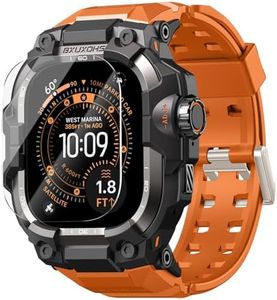 BXUXOHS Rugged Case and Band for Apple Watch Ultra 3/2/1 49mm Men, Military Grade Shockproof Bumper Cover, with 2 Pack Screen Protector, Tactical Band Case for iWatch Ultra 3 2 1 Man, Orange