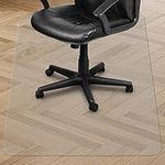 BELLE VOUS Heavy Duty Transparent Chair Floor Mat - L91.5 x H123cm / 36.02 x 48.42 Inches - Clear Easy Glide, Nonslip Carpet & Hard Floor Protector for Home & Office