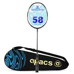 Apacs Feather Weight 55 (58 Grams, World's lightest) Made in Vietnam | 40T Japanese Graphite Unstrung Badminton Racket with Free Full Cover | G2-4 1/8 inches (Black)