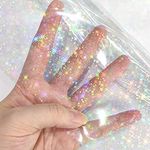 Iridescent Clear Film Laser Mirror Rainbow Transparent PVC Waterproof Vinyl Material for Bows Jewlery Bags Making DIY Crafts (Star)