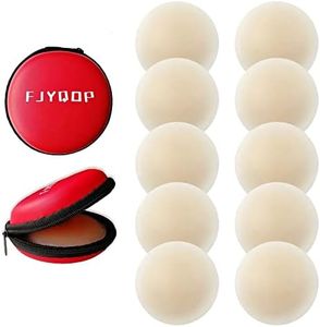 FJYQOP Silicone Nipple Covers - 5 Pairs, Women's Reusable Adhesive Invisible Pasties Nippleless Covers Round, Milky