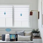 SmartWings Motorized Zebra Shades Work with HomeKit, Alexa, Google Home, 60% Blackout Light Filtering Day Night Sheer Blinds, Privacy Light Control, for Home/Office, Customized, White