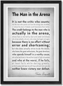 BASYEEO The Man in the Arena Poster Motivational Quote Canvas Print Positive Speech Quotes Posters Inspirational Canvas Wall Art Office Home Wall Decor Gift 16x24Inch (Canvas unFramed)