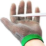 Dowellife Cut Resistant Chainmail Stainless Steel Mesh Glove Food Grade Mandolin Safe Butcher Meat Cutting Oyster Shucking Fileting Fish Glove (Large)