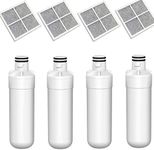 4X Refrigerator Water Filter Replacement for LG LT1000P ADQ74793501 GF-D706BSL GF-D706MBL GF-L677SL GF-L706MBL GF-L706PL GF-V706BSL GF-V706MBL GF-V910MBL GF-V910MBLC with 4 LT120F Fresh Air Filter