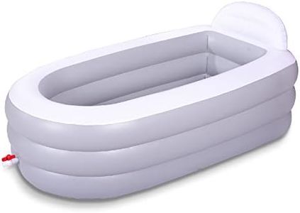 Inflatable Bathtub for Adults, 165cm × 86cm × 71cm Foldable Portable Bathtub, Blow Up Bath Tub with Backrest for Home Spa or Ice Bath(Gray White)… (No Pump)