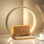 blonbar Sunrise Alarm Clock with Wireless Charging, Table Lamp 3 Level Dimmable for Bedrooms,Sunrise Clock with 10 Natural White Noise Sound for Kids Room Living Room