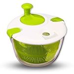 ERRDAY Salad Spinner - with Drain, Left & Right Spin Knob, Locking Lid & Anti-Slip Feet - for Quick Washing & Drying Greens & Herbs - Easy to Clean, Dishwasher-Safe Clear Bowl & Basket - 4L Capacity